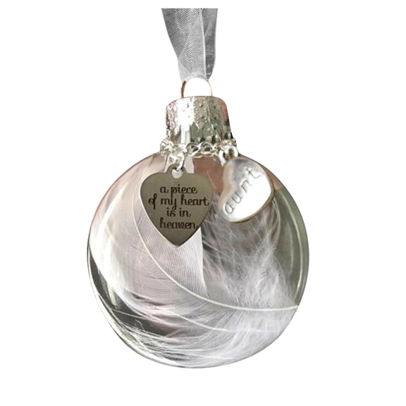 VerPetridure Memorial Uncle and Aunt Pendant Aunt B Feather Ball - A Piece Of My Heart Is In Heave Memorial Ornament