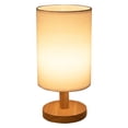 thumbnail image 1 of Lámpara de escritorio de lino Pluokvzr con control táctil LED y luz blanca cálida para la lámpara de noche Stanley Cup, lámpara de noche de madera alimentada por USB, decoración blanca para, 1 of 8