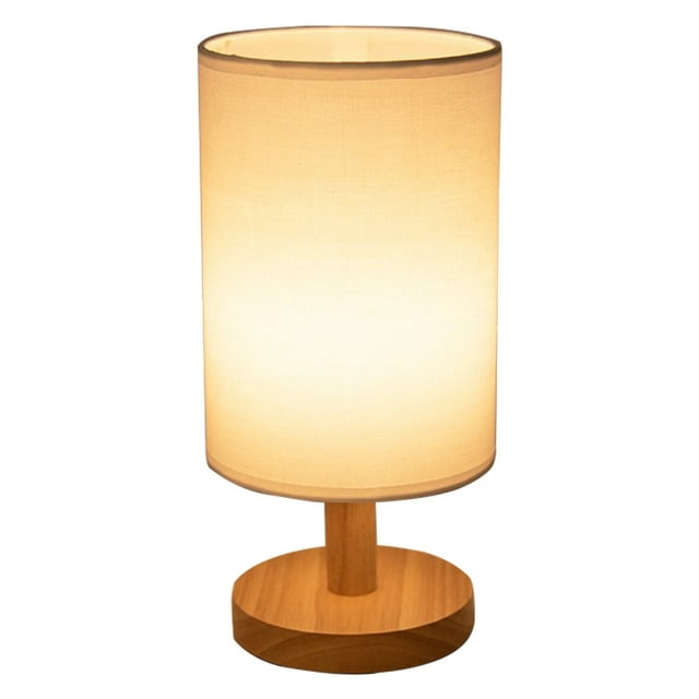 Lámpara de escritorio de lino Pluokvzr con control táctil LED y luz blanca cálida para la lámpara de noche Stanley Cup, lámpara de noche de madera alimentada por USB, decoración blanca para