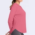 thumbnail image 6 of Women's Sun Protection Hoodie Lightweight Long Sleeve Thumb Cover Top Shirt for Outdoor Fishing Hiking Watermelon Red, 6 of 9