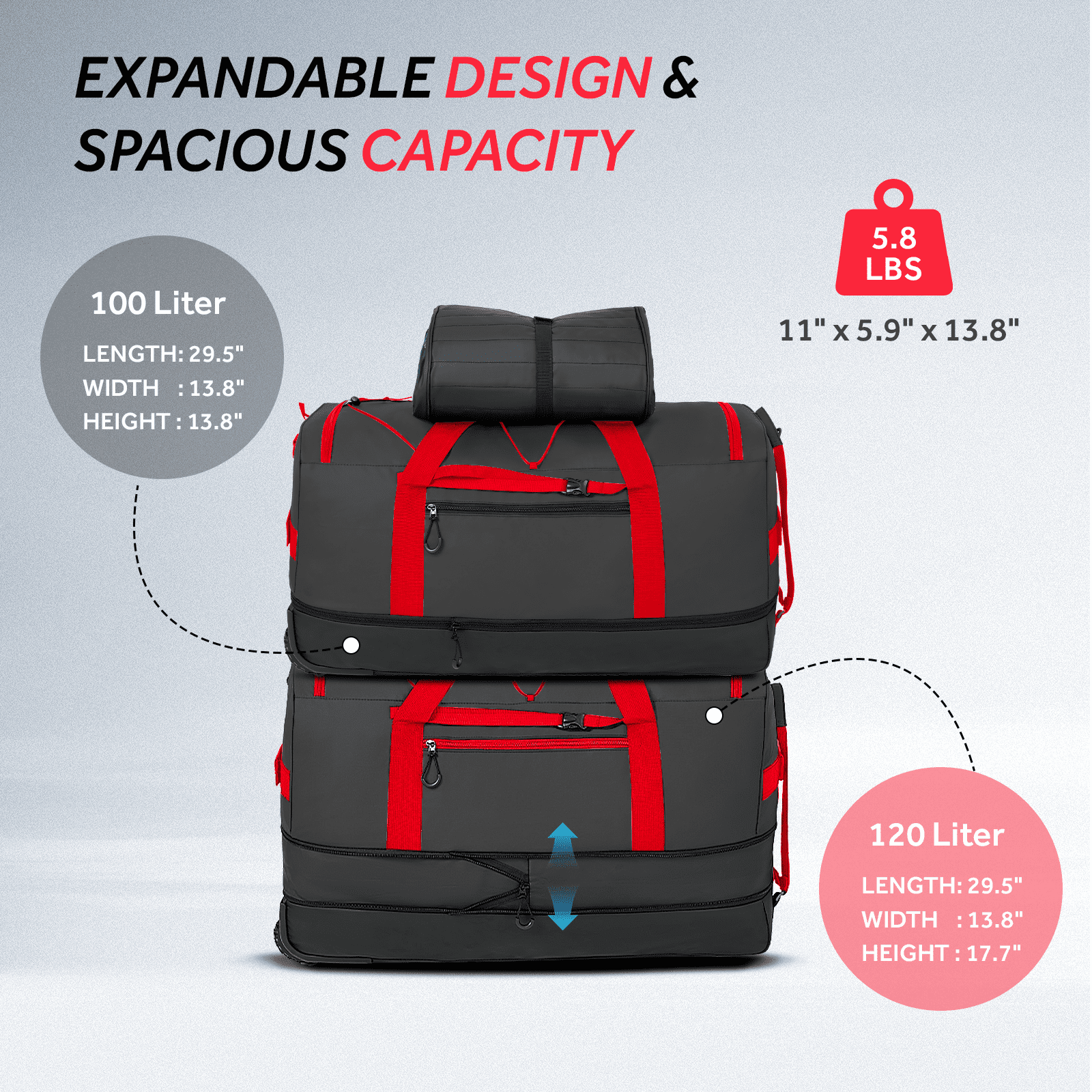 Fegat Foldable Rolling Duffel Bag,30'' Travel Duffel Bag Expandable 100L-120L Heavy Loads Design,Large Waterproof Wheeled Bag for Travel with Straps & Lock