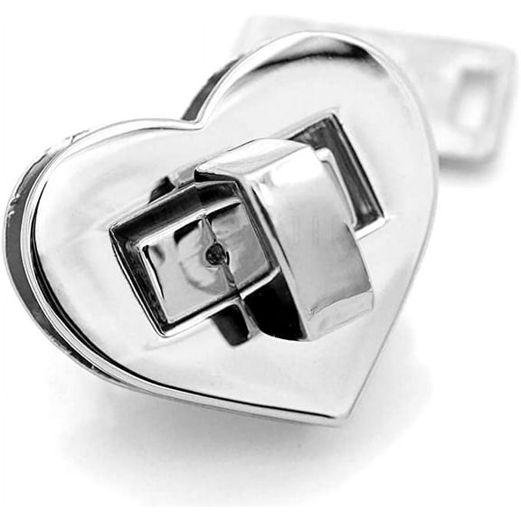 Heart Shape Turn Lock Metal Purse Twist Lock Craft Case Clasp Purse Making Accessories 2 Pack (1 Inch, Silver)