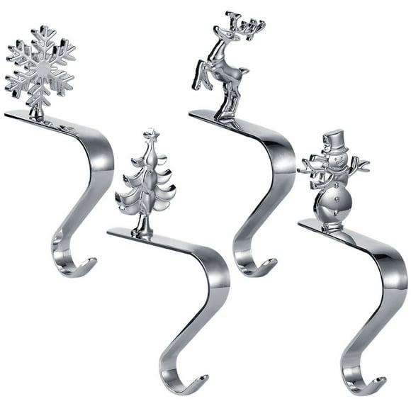 4pcs Christmas Stocking Holders, Mantle Stocking Hanger Fireplace Stocking Grips Xmas Stocking Hanging Holders for Mantel Christmas Home Decor