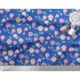 thumbnail image 2 of Soimoi Blue polyester Crepe Fabric Leaves & Grandiflora Roses Floral Print Fabric by Yard 42 Inch Wide, 2 of 3