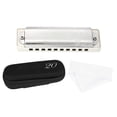 thumbnail image 2 of KONGSHENG AM-20D Blues Harmonica with Phosphor Bronze Reeds, 10 Holes, 20 Tones, Key of C (White), 2 of 2
