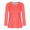 thumbnail image 3 of IROINNID Sales Fall Shirts for Women Long Sleeve Loose Fit Solid Tunic Tops V-neck Button Pleated Pullover Comfy Blouse,Hot Pink, 3 of 4