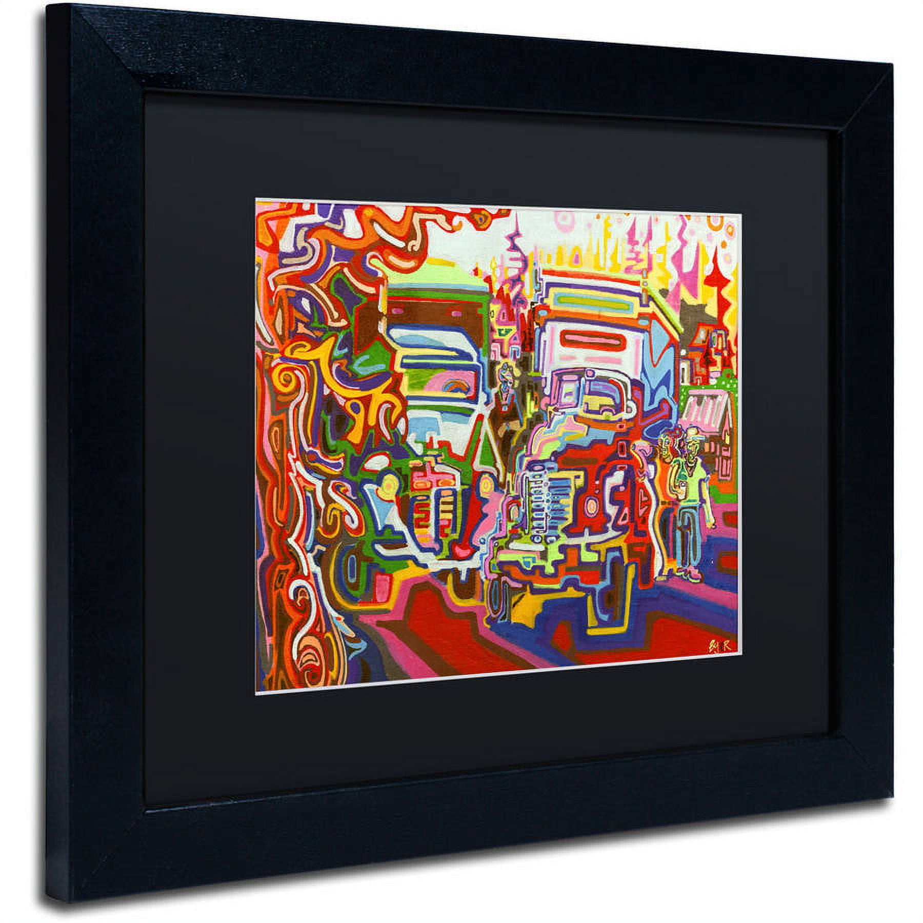 Trademark Fine Art "Trucks" Canvas Art by Josh Byer, Black Matte, Black Frame