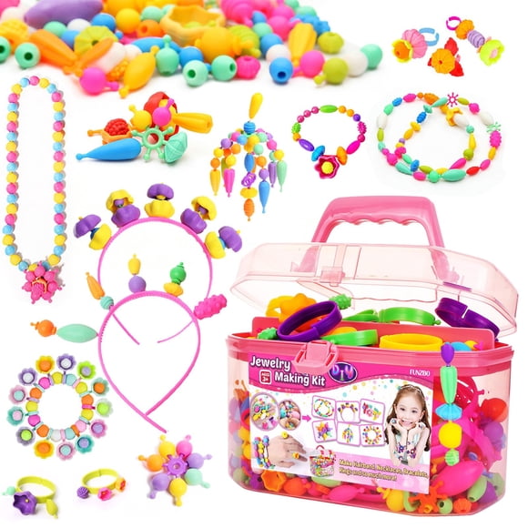 Kit Snap Pop Beads FUNZBO 620+ para hacer joyas para niñas de 4 a 8 años
