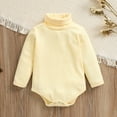 thumbnail image 5 of Qiylii Baby Solid Color Romper, High Collar Long Sleeve Ribbed Bodysuit, 5 of 7