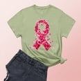 thumbnail image 2 of Nfurl Women's Pink Ribbon Graphic Tees Shirts Plus Size Breast Cancer Awareness Shirts Casual Short Sleeve Crewneck Tshirts for Survivor Gift Green M, 2 of 4