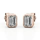 thumbnail image 1 of JeenMata Aros Tipo Botón con Solitario de Moissanita en Forma de Esmeralda de 1 Quilate Engastados en Bisel en Baño de Oro Rosa de 18 K sobre Plata, 1 of 5