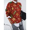 thumbnail image 3 of Suéter de punto con cuello redondo y estampado multicolor de Navidad de moda para otoño e invierno, suéter informal cálido, 3 of 5