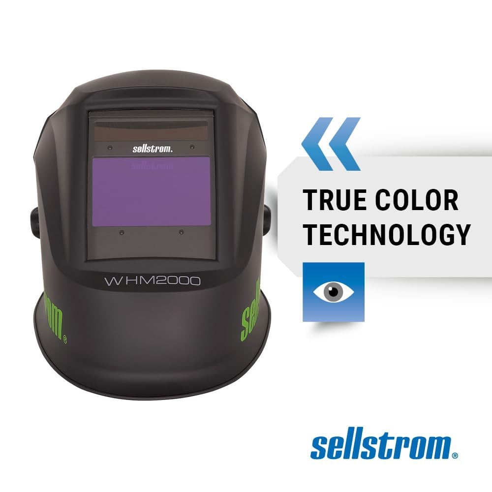 Sellstrom Welding Helmet - Auto Darkening - Thermoplastic - 3.94" x 2.36" Viewing Area - Shade 4/9-13 Variable ADF - Ratcheting Headgear - Black - Advantage Plus Series