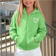 thumbnail image 3 of DJDLJWCJ Girls Zip Up Hoodie Fleece Lined Winter Warm Hoodies Solid Color Casual Jacket Mint Green Size 5T, 3 of 9