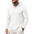 thumbnail image 7 of MiYuan Mens Henley Hoodies Textured Knit Pullover Casual Long Sleeve Knit Hooded Sweatshirt with Kangaroo Pocket, 7 of 7