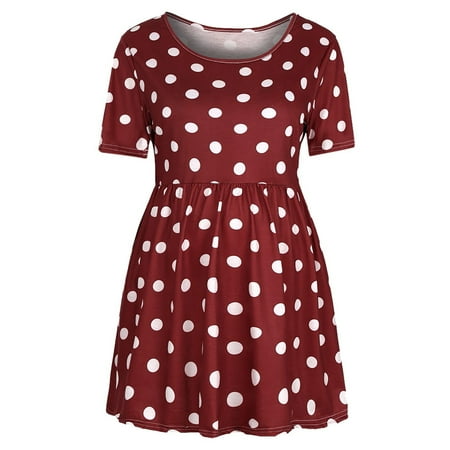 

Maternity Womens Nursing Top Casual Round Neck Short Sleeve Fashion Dot Printing Tee Tops Breastfeeding Blouse
