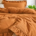 thumbnail image 4 of Move Over Burnt Orange Ruffle Pillow Shams Queen Ruffled Pattern Rust Boho Standard Pillowcases 100% Washed Microfiber, 4 of 6