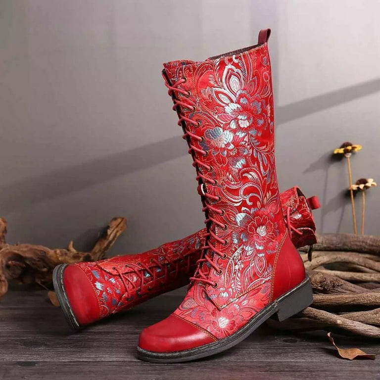 For Women Low Western Rhinestone Heel Boots High Rodeo Knee Studded Embroidered Boots Cowboy women s boots Thigh High Boots for Women Size 13 High Heel Boots for Women Sexy Thigh High Boots