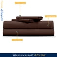 thumbnail image 2 of HNB Store 600 TC Egyptian Cotton Short Queen Bed Sheet Set Include's - 21" inch Deep Fitted Sheet | 1 Flat Sheet | 2 Pillowcases | Chocolate Solid, 2 of 6