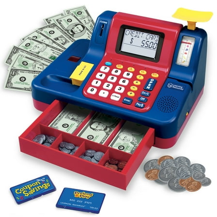 Learning Resources Pretend & Play Teaching Cash Register Play Money for Kids,  Ages 3 