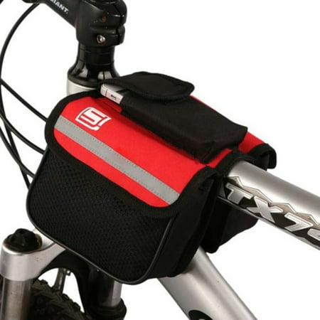 Sports Bicycle Cycling Pouch Frame Pannier Front Tube Cellphone Double