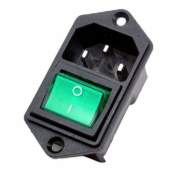 KDJ AC plug socket C-14 10A/250V with replaceable switch green display 3P 50HZ