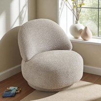 Hassch Modern Upholstered Swivel Accent Chair, Armless Fabric Lounge Chair with 360° Rotation and Metal Frame, Comfy Living Room Reading Chair, Gray