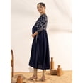 thumbnail image 4 of Janasya Indian Women's Navy Blue Georgette Yoke Foil Printed A Line Maternity Kurta, 4 of 5