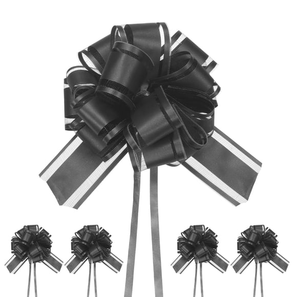 10pcs Large Pull Bow 6 Inch Bows for Wedding Baskets Decorations, Black