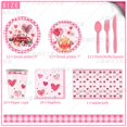 thumbnail image 2 of Pink Valentine's Day Themed Party Decorations For 12 People Disposable Party Paper Plates Paper Towels Tablecloth Tableware Set, 2 of 5