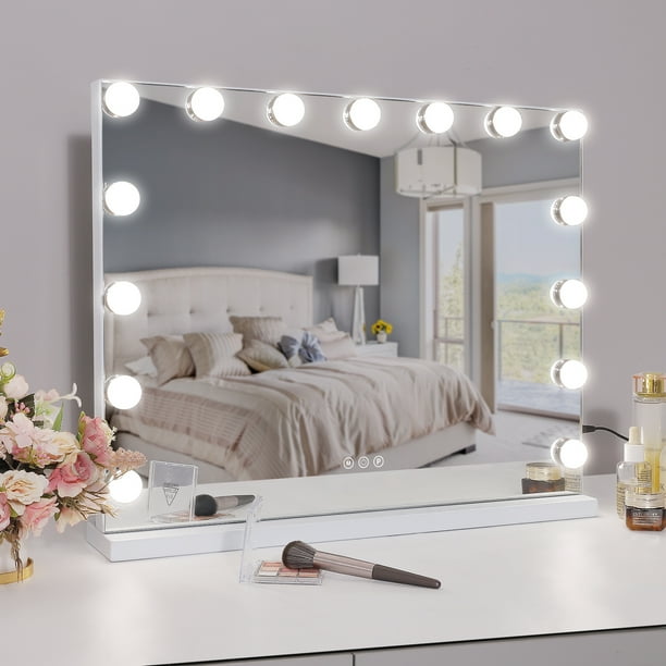 COOLJEEN Large Hollywood Vanity Mirror with Lights Wall Mount Tabletop