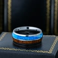 thumbnail image 3 of 8mm Men's Dome Tungsten Wedding Band, Koa Wood & Opal Inlay Anniversary Ring - TN885WAs8, 3 of 4