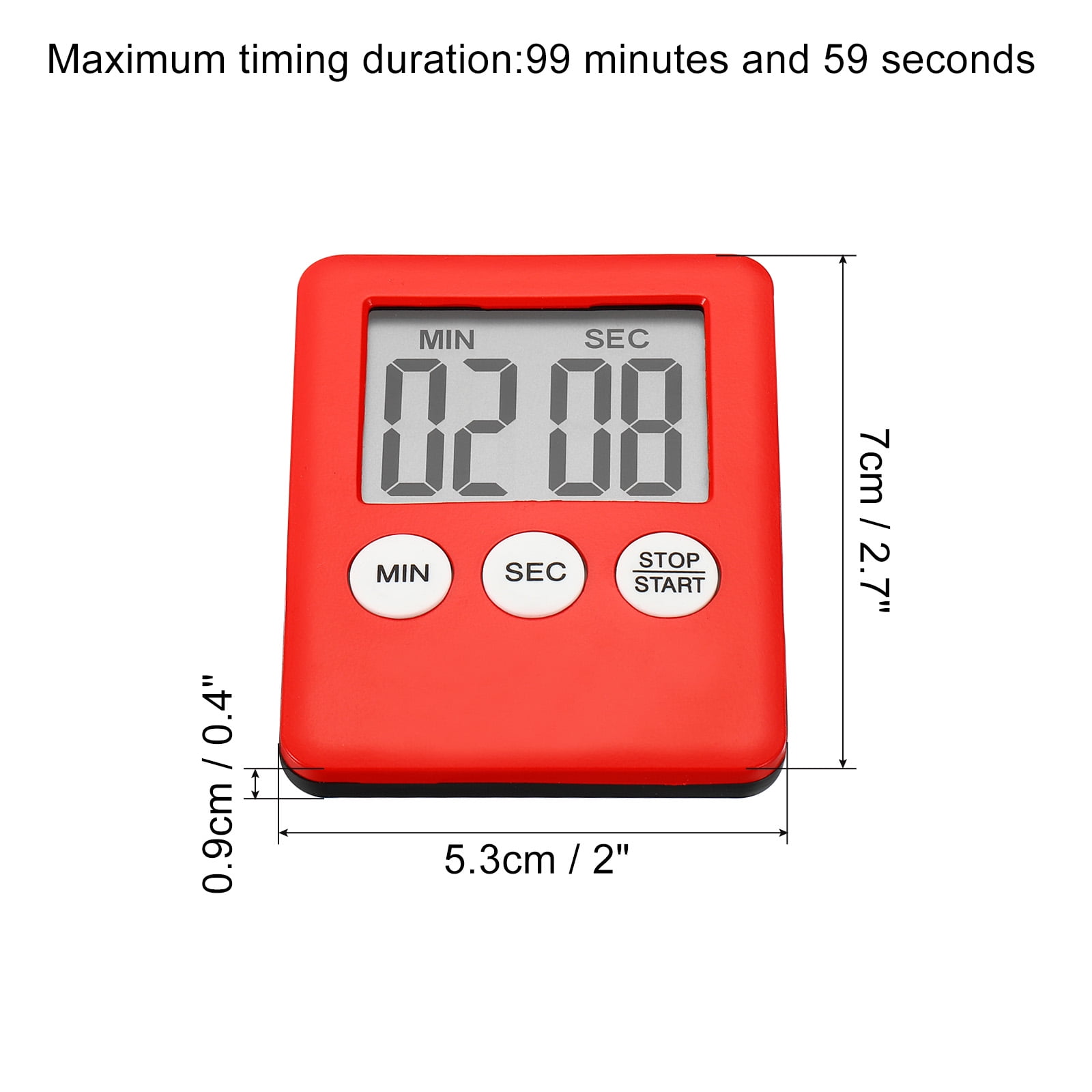 Uxcell Digital Timer,1pack Small Count Down/Up Clock with Magnetic,Kitchen Timer Silver Tone