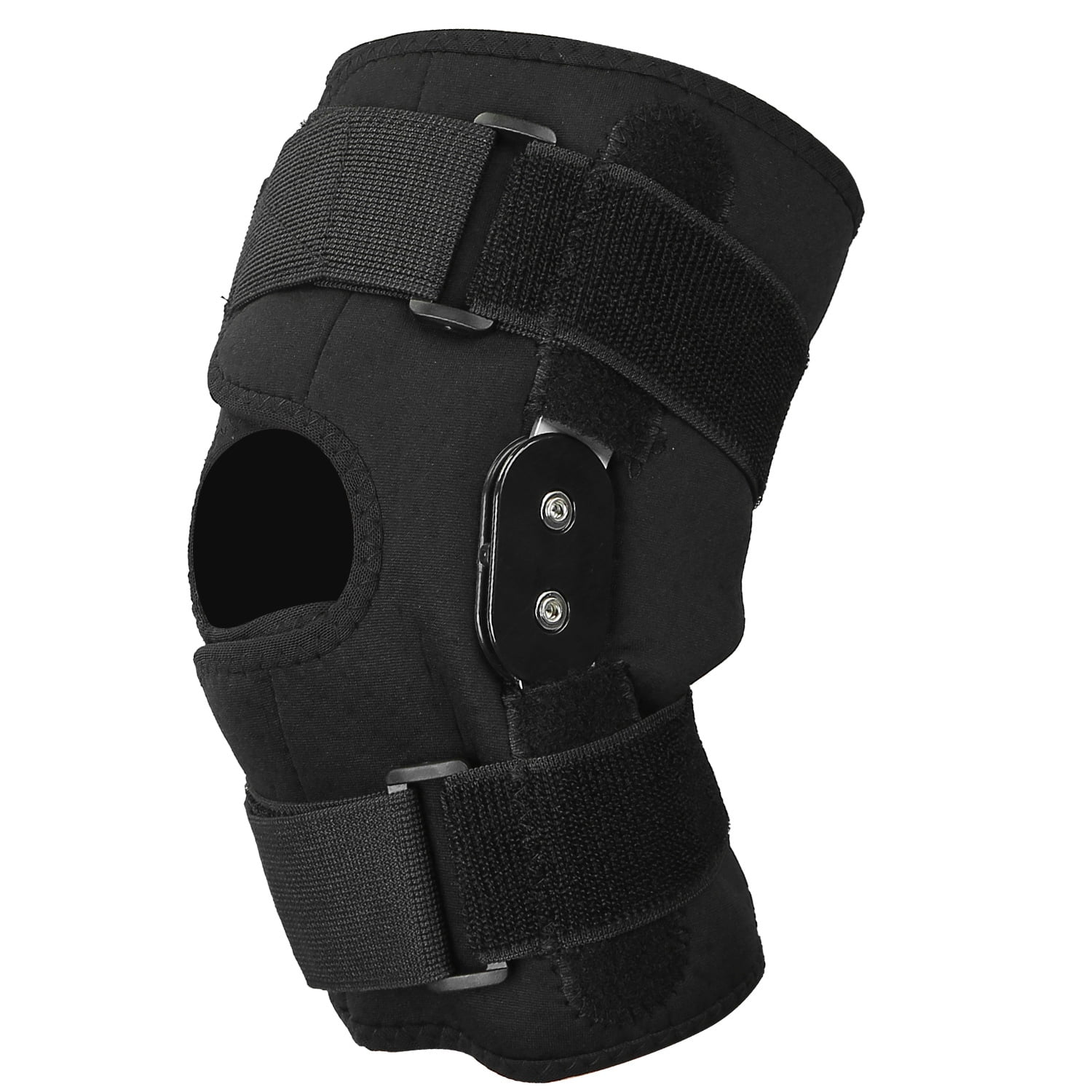 Hinged Knee Brace for Knee Protect Teqhome Knee Support with Side Stabilizers for Men and Women Patella Knee Brace for Running Working Recovery of Injured Knee Black (XL)