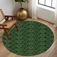 thumbnail image 2 of Round Rug 7Ft Washable Non-Slip, Dark Green Gold Floral Circle Area Rugs for Living Room Bedroom, Modern Abstract Art Spring Flowers Indoor Floor Mats Carpet Runner for Home Decor Aesthetic, 2 of 8