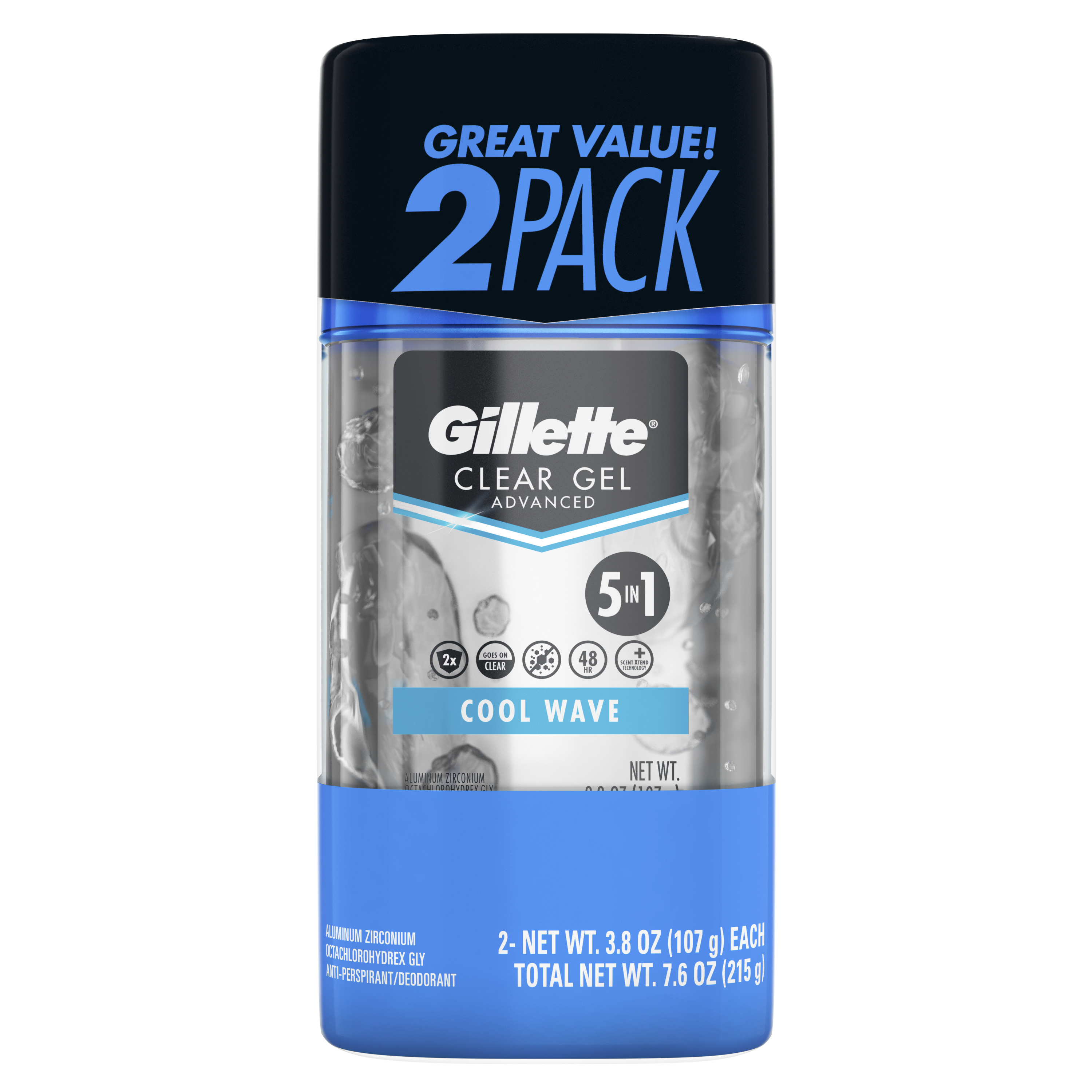 Gillette Cool Wave Clear Gel Men’s Antiperspirant and Deodorant 2.5 oz ...