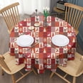 thumbnail image 3 of Red Christmas Patchwork Pattern Round Tablecloth 60"x60",Wrinkle Wipeable Table Cloth for Kitchen Dining Room Picnic Patio Party, 3 of 6