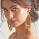 thumbnail image 2 of VANGANIA Aretes largos mujer de plumas doradas y cuero Elegant Gold regalo mujer, 2 of 5