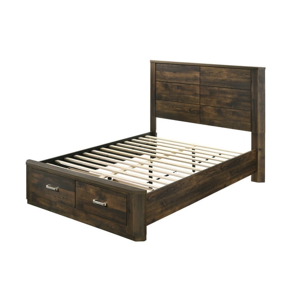ACME Elettra Eastern King Bed w/Storage, Rustic Walnut