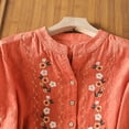 thumbnail image 5 of IUYRTFE Women's Short Sleeve Floral Embroidered Blouse Split Neck Button Up Summer Casual Tunic Top, 5 of 8