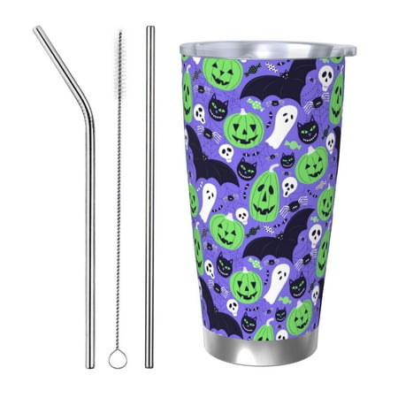 

Tideii Cute Halloween for 20OZ Car Cup Stainless Steel Cold and Hot Cup with Lid Suitable for Outdoor and Home Unisex-Straw Three-piece Set