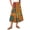Orange, variant on Delconic Women’s Patchwork Patterned Maxi Skirt with Elastic Waistband and Tiered Hem for Casual Everyday Wear Orange S