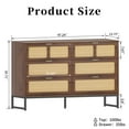 thumbnail image 3 of 6 Drawer Dresser for Bedroom, Rattan Dresser Drawer with Metal Handles, Modern Wooden Dresser Chest, 3 of 8
