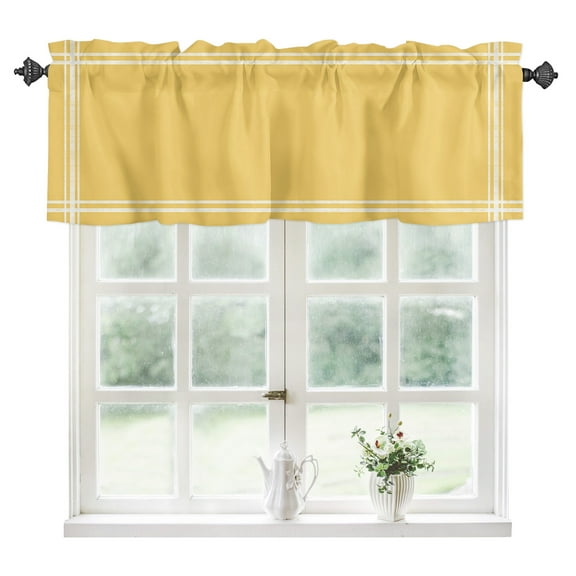 Yellow Solid, Kitchen Valances for Windows 42x18 Inch Kitchen Curtains Valances Rod Pocket Pure Color Bathroom Window Valances for Window Treatment Decor