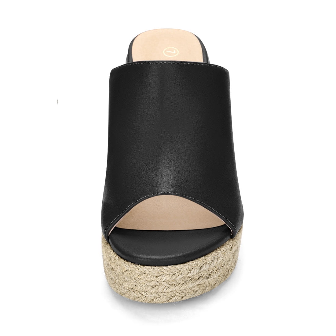 DARING DIVA Women's Slip on Platform Sandals Espadrilles Wedges Slides Mules Black 9