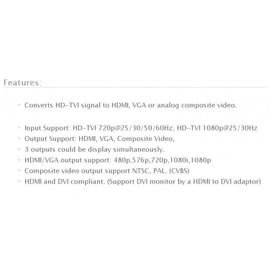BlueCCTV CCTV HD TVI Video Converter Converters HDMI, BNC, VGA Three in One  Supports  PIP  Loop Out