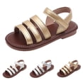thumbnail image 2 of Ruyang Toddler Girls Gladiator Sandals with Ankle Strap Open Toe Strappy Flats Rubber Sole Lightweight Dress Shoes, 2 of 7