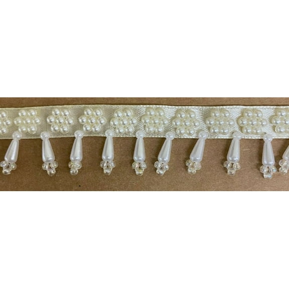 1" BEADED PEARL FRINGE SEWING TRIM - 10 TOTAL YARDS!