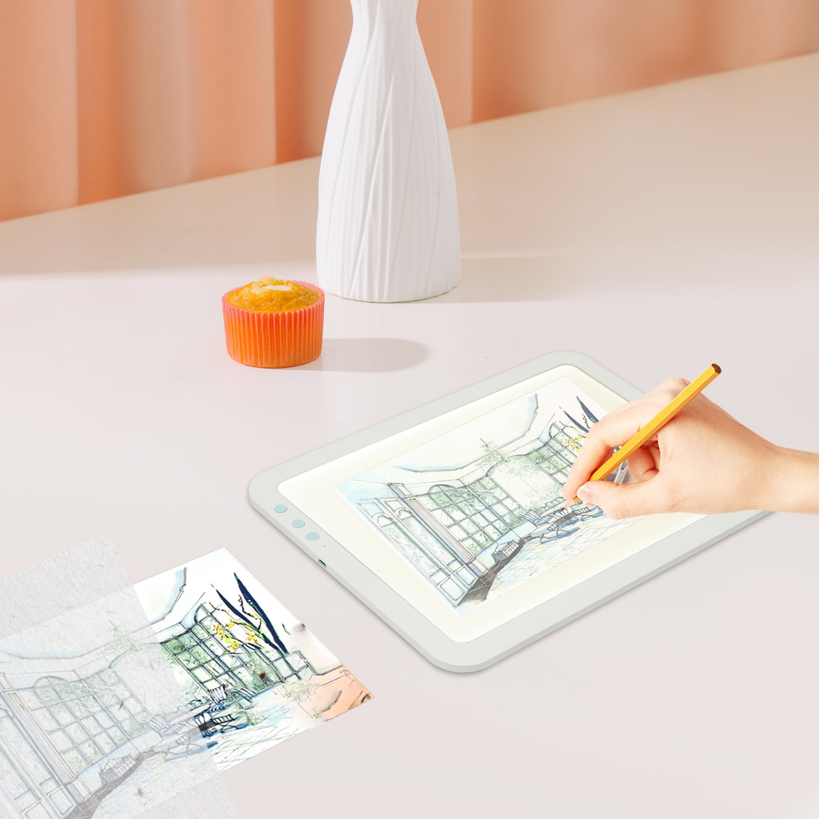 Portable A4 Artcraft LED Bright Light Pad, 3500mah Battery Powered Bright Copy Board Wireless Light Board, Light Pad for Tattoo Drawing, Streaming, Sketching, Animation, Stenciling