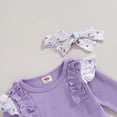 thumbnail image 5 of Okbabeha Newborn Baby Girls Fall Floral Outfits Ruffle Long Sleeve Onesie Romper+Floral Pants with Bow Headband Clothes Set, 5 of 7